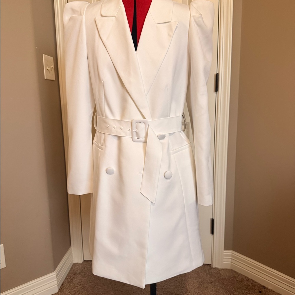 Express White Belted Trench Coat